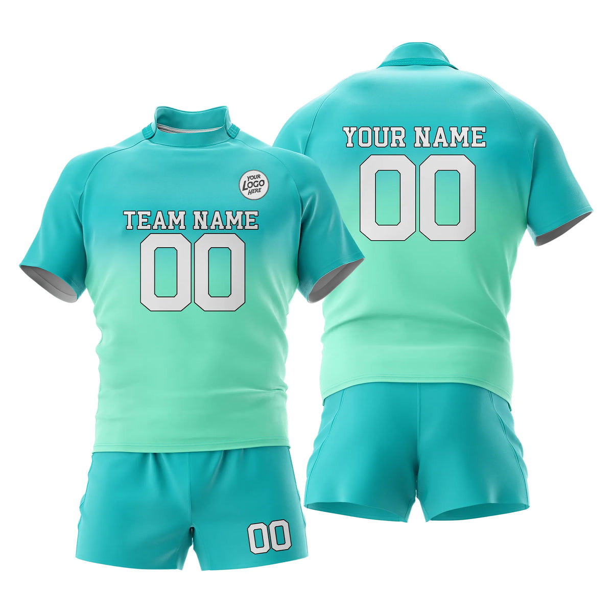 Custom Personalized D1 Gradient Fashion Rugby Jersey with Name, Number & Team Logo