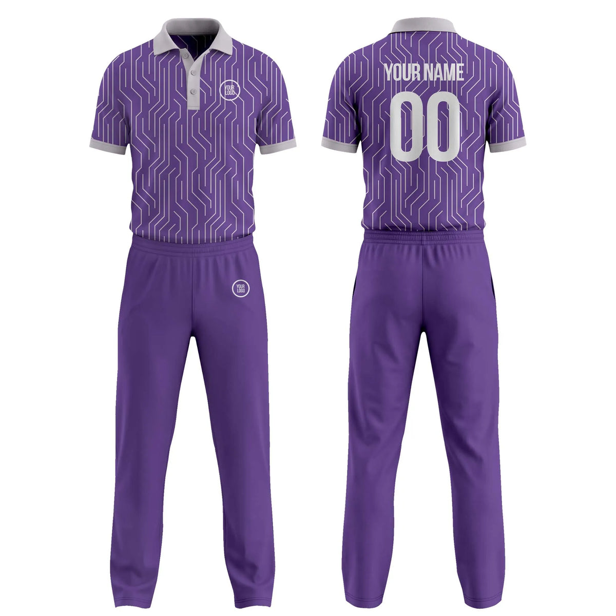 Custom Personalized D3 Abstract Pattern Cricket Kit with Name, Number & Team Logo