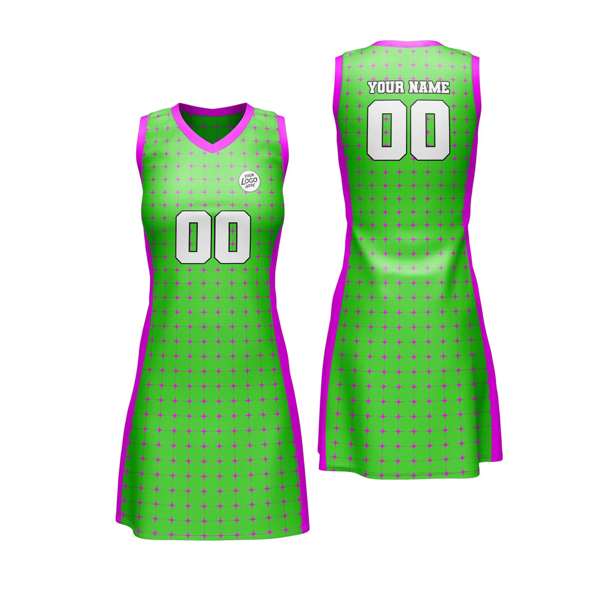 Custom Personalized D3 Rhombus Pattern Netball Jersey with Name, Number & Team Logo