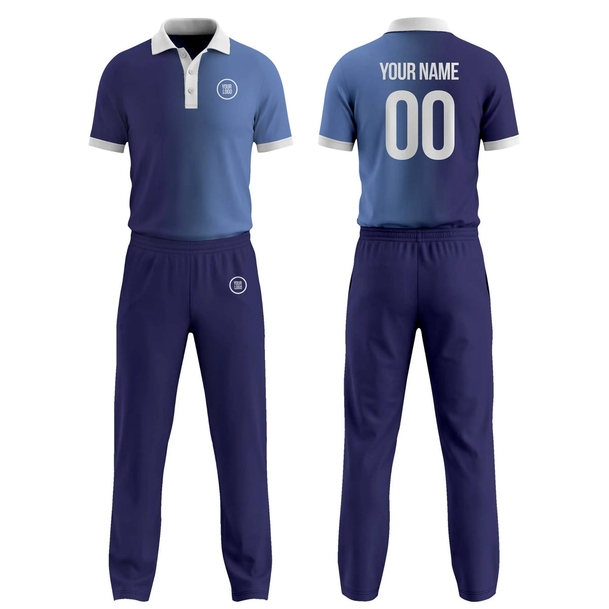 Custom Personalized D2 Gradient Fashion Cricket Kit with Name, Number & Team Logo