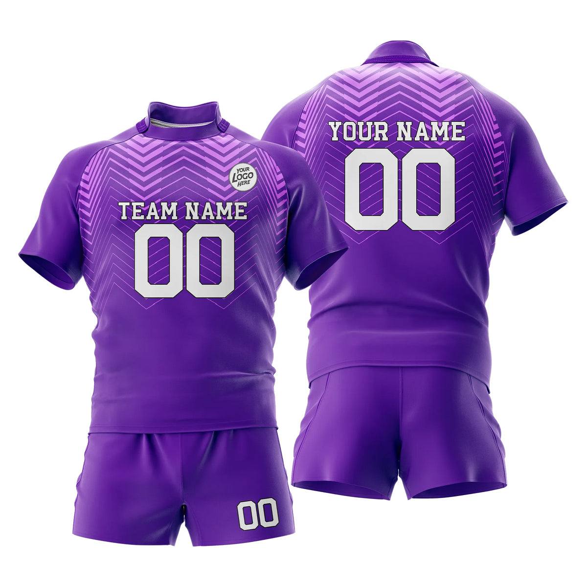 Custom Personalized D4 Color Block Rugby Jersey with Name, Number & Team Logo