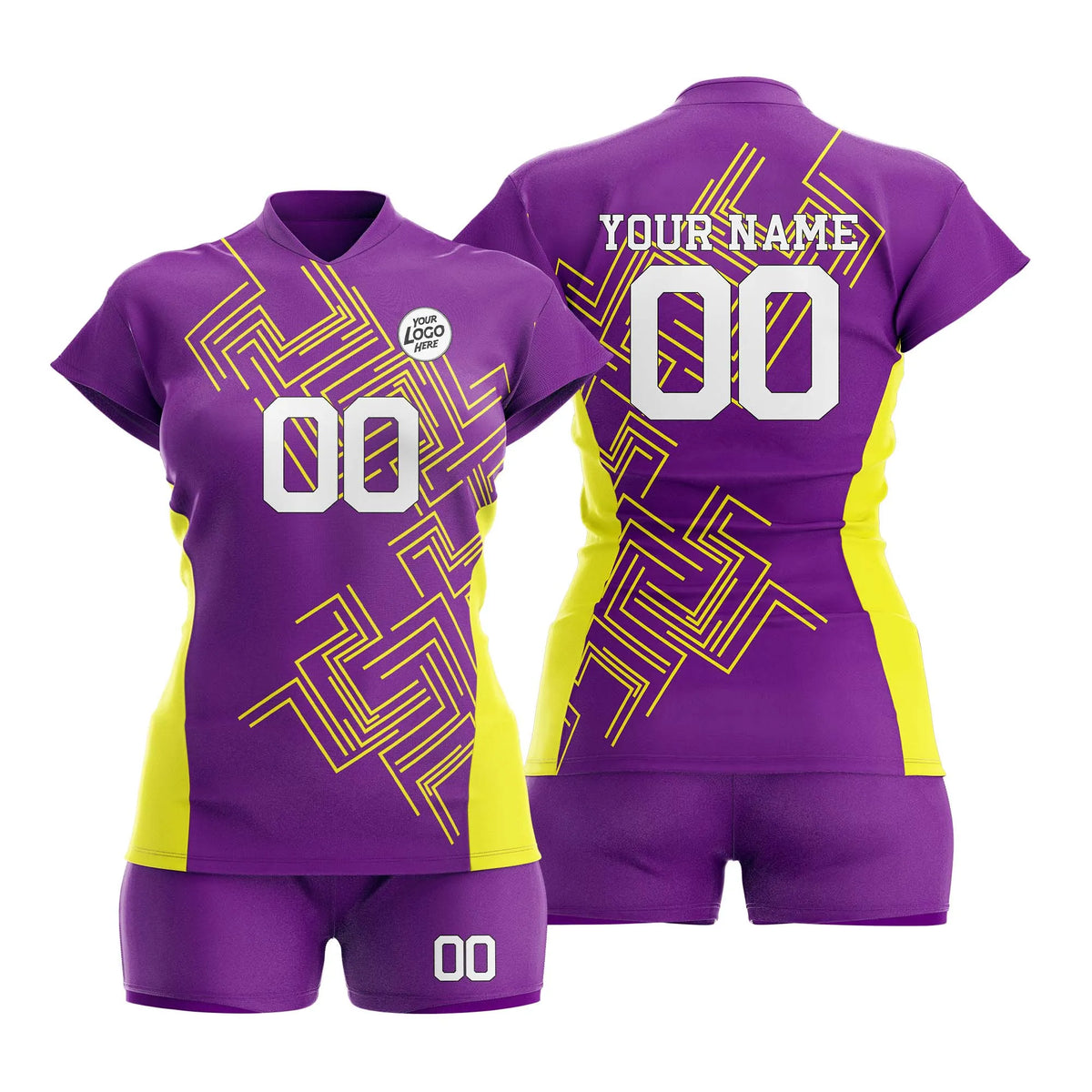 Custom Personalized D4 Abstract Pattern Volleyball Jersey with Name, Number & Team Logo