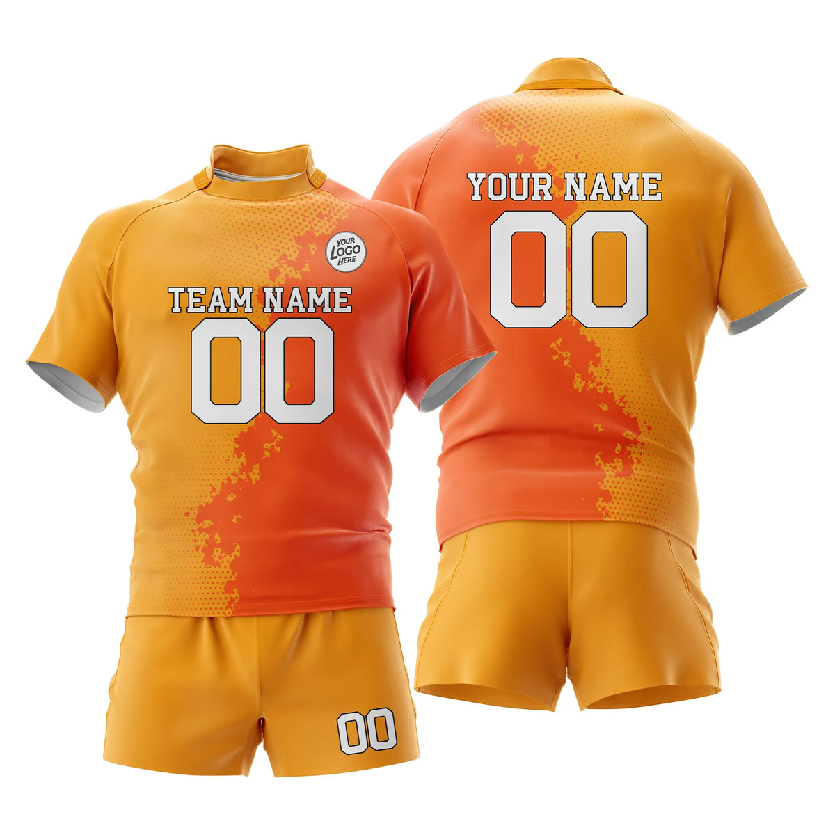 Custom Personalized D1 Split Fashion Rugby Jersey with Name, Number & Team Logo