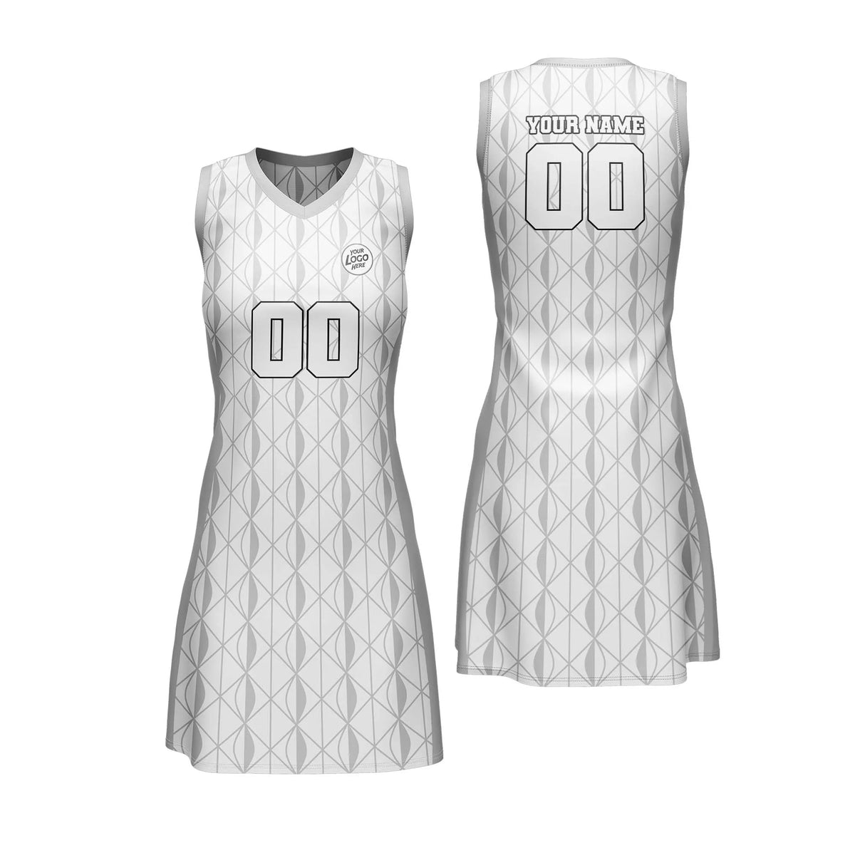 Custom Personalized D1 Rhombus Pattern Netball Jersey with Name, Number & Team Logo