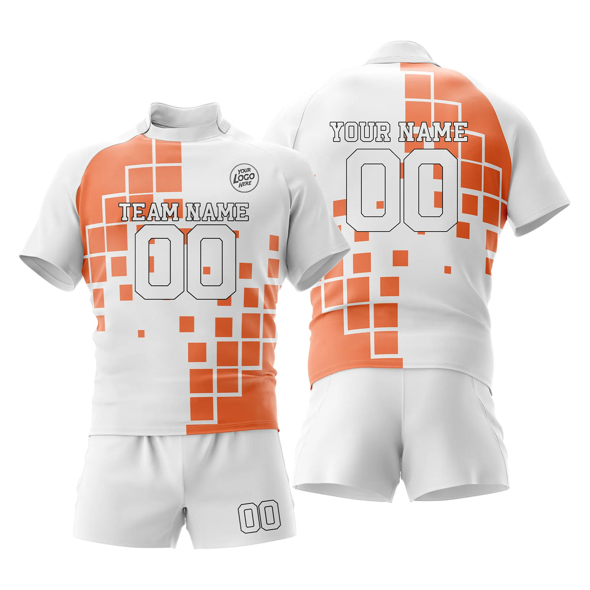 Custom Personalized D1 Color Block Rugby Jersey with Name, Number & Team Logo