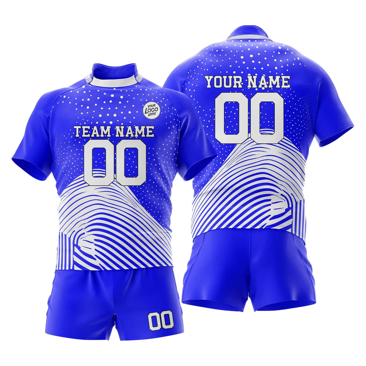Custom Personalized D3 Abstract Pattern Rugby Jersey with Name, Number & Team Logo