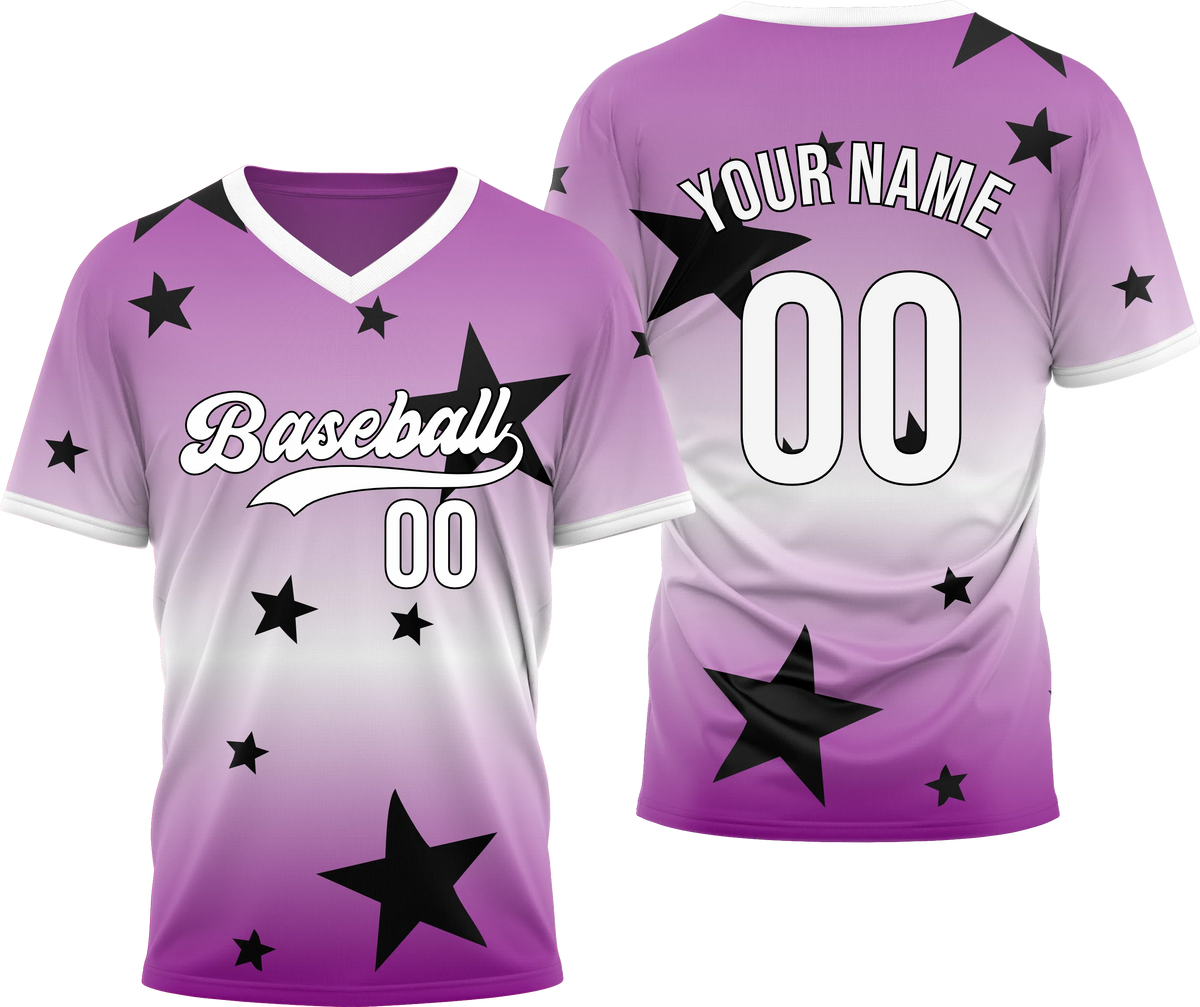 Custom Victory Star Gradient Baseball Aqua Sports Jersey Personalized Uniform with Name & Number