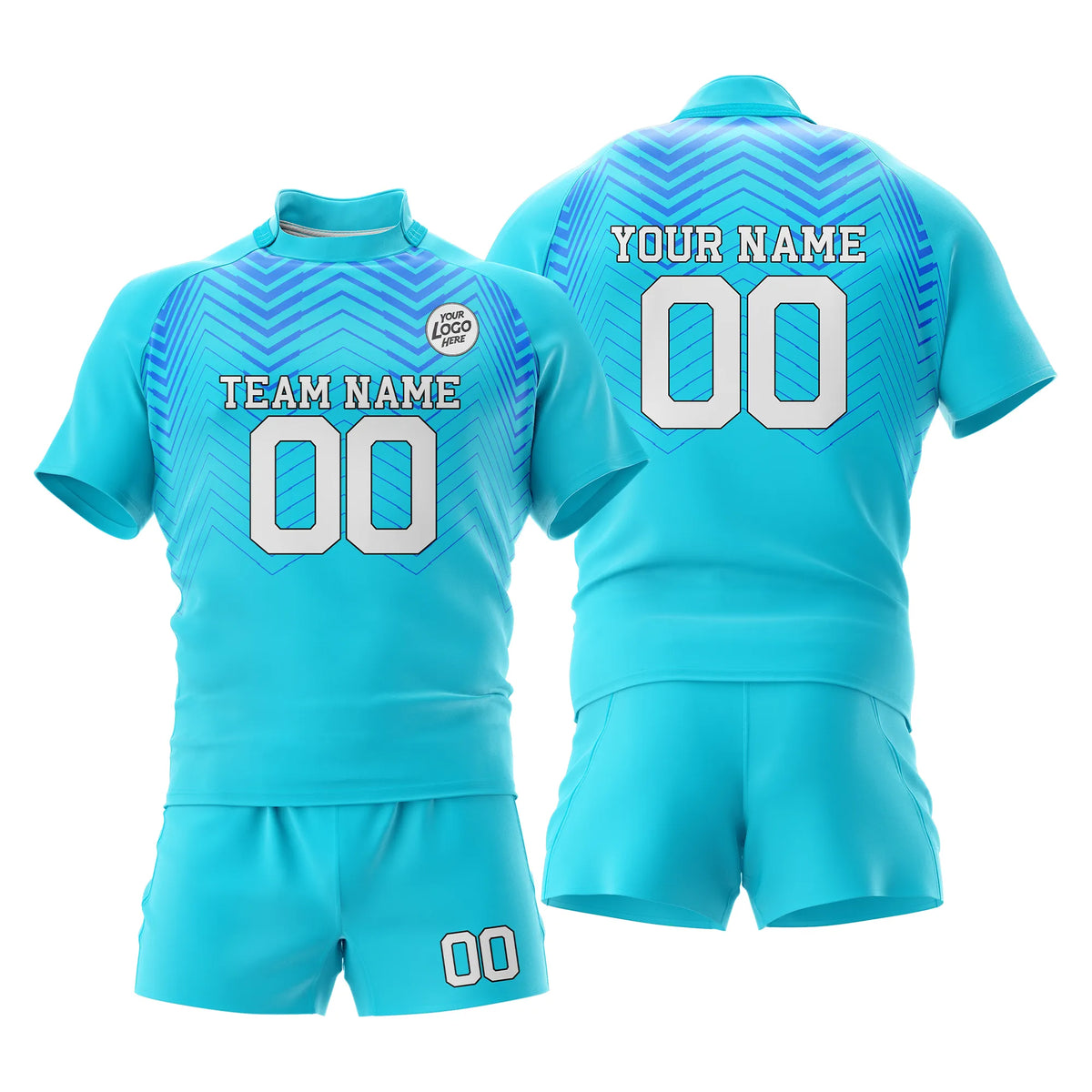 Custom Personalized D4 Color Block Rugby Jersey with Name, Number & Team Logo