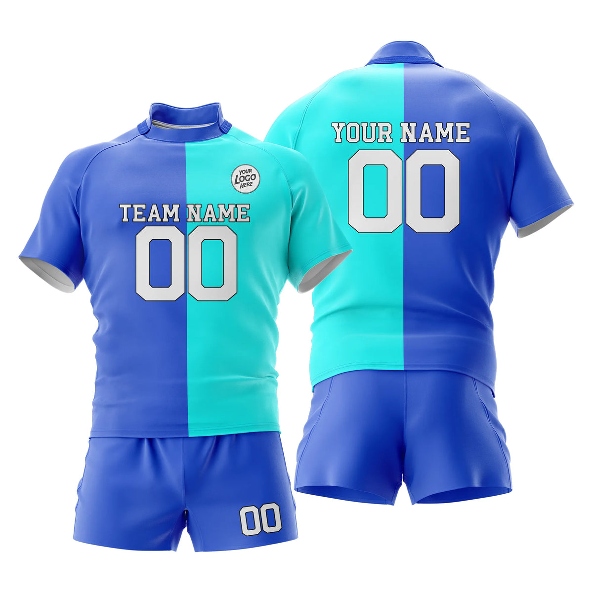 Custom Personalized D2 Split Fashion Rugby Jersey with Name, Number & Team Logo