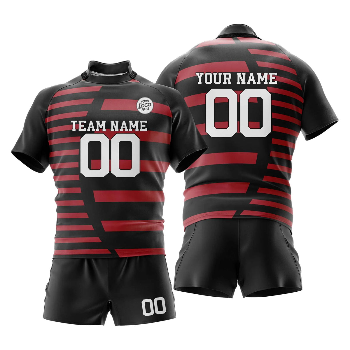 Custom Personalized D4 Strip Fashion Rugby Jersey with Name, Number & Team Logo
