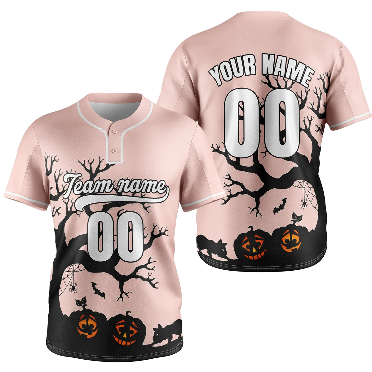 Custom Haunted Pumpkin Baseball Sports Jersey Personalized Uniform with Name &amp; Number