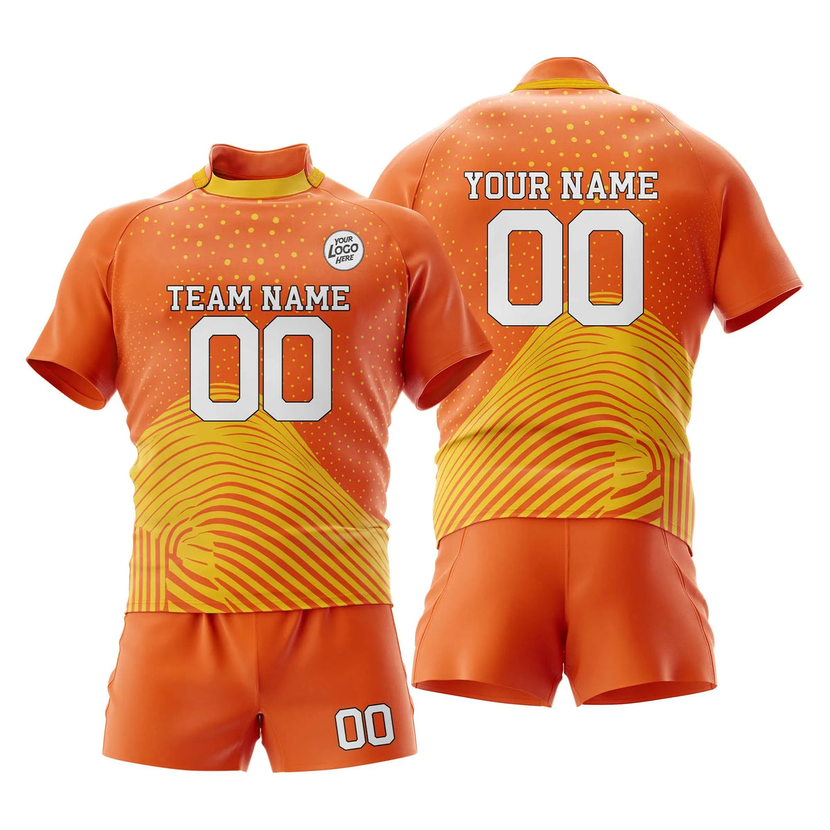 Custom Personalized D3 Abstract Pattern Rugby Jersey with Name, Number & Team Logo