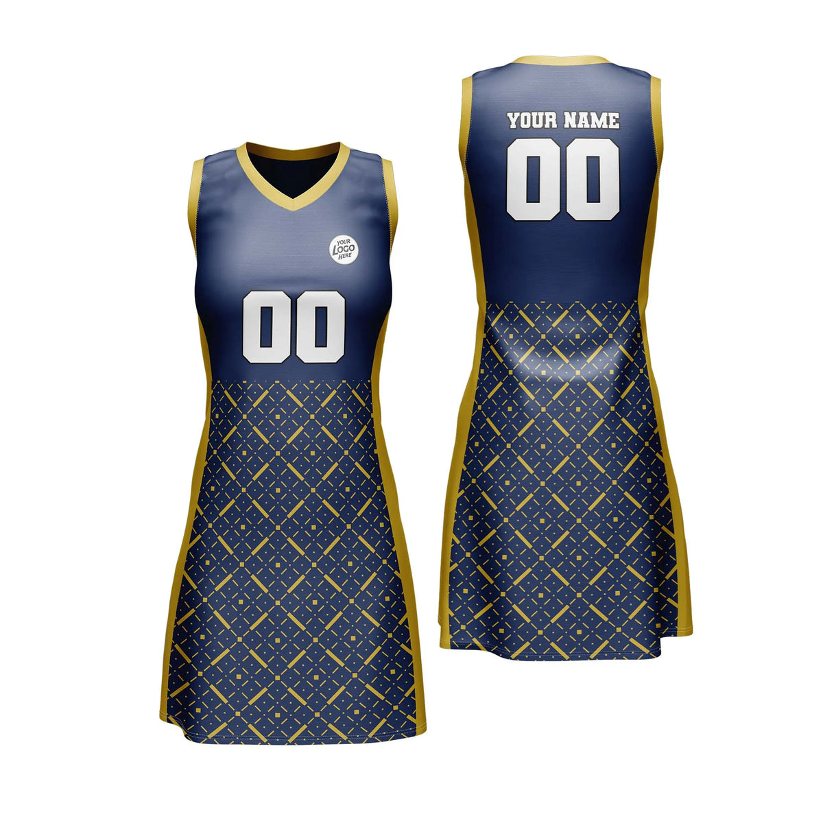 Custom Personalized D5 Abstract Pattern Netball Jersey with Name, Number & Team Logo