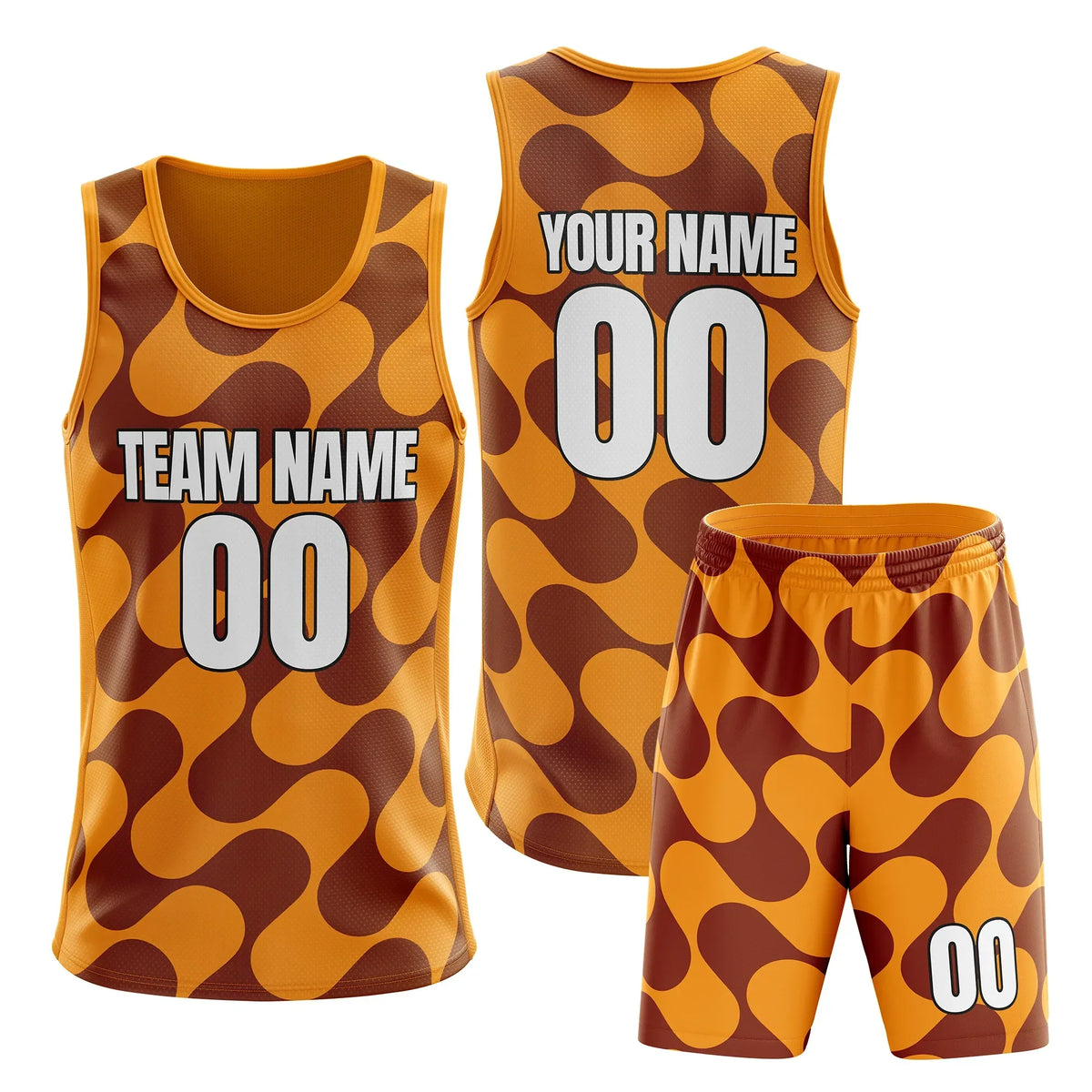 Custom Colour Block Set Amber Fusion Sports Jersey Personalized Uniform with Name & Number