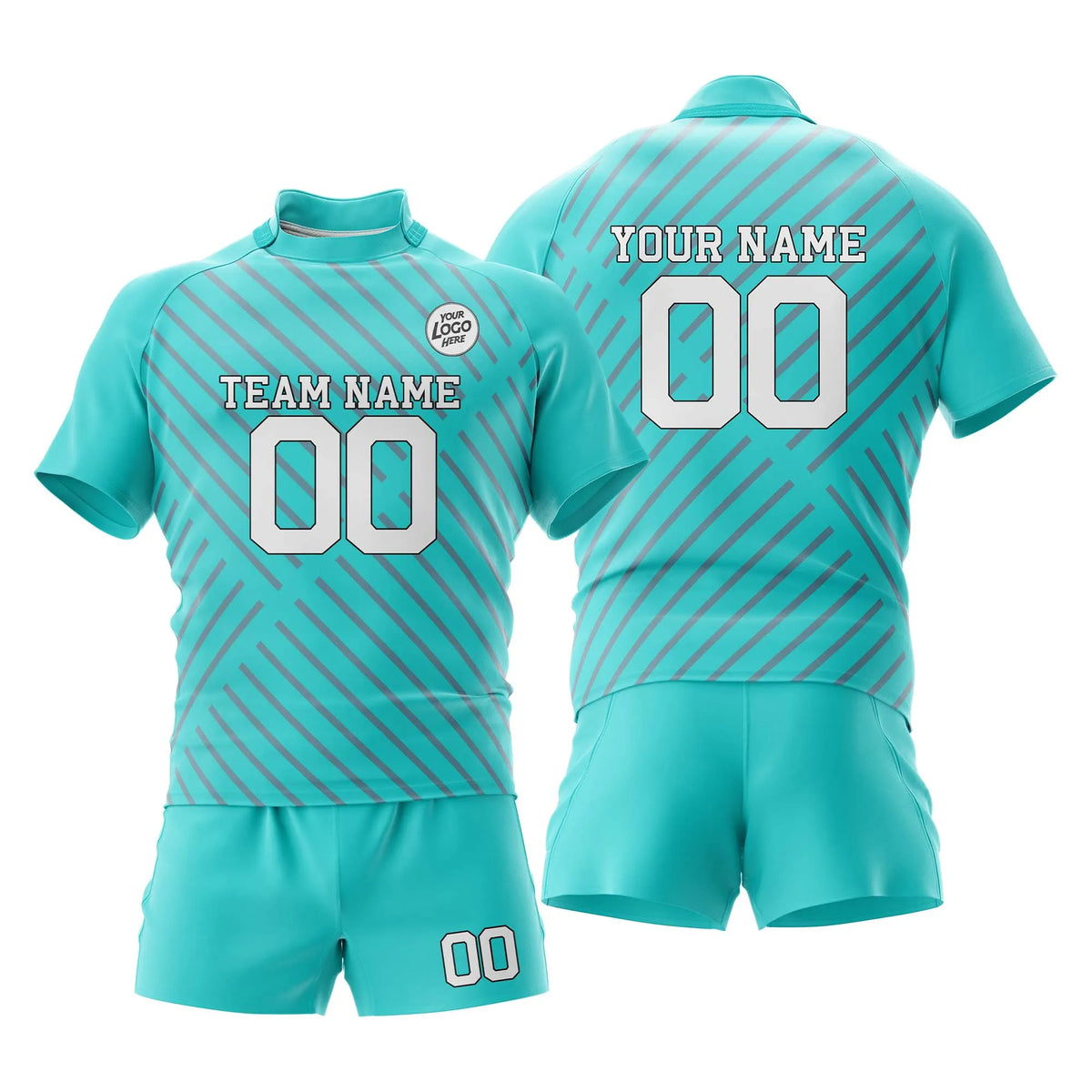 Custom Personalized D2 Strip Fashion Rugby Jersey with Name, Number & Team Logo