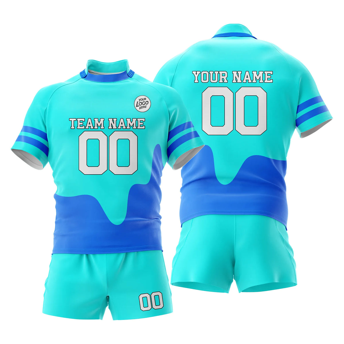 Custom Personalized D4 Split Fashion Rugby Jersey with Name, Number & Team Logo