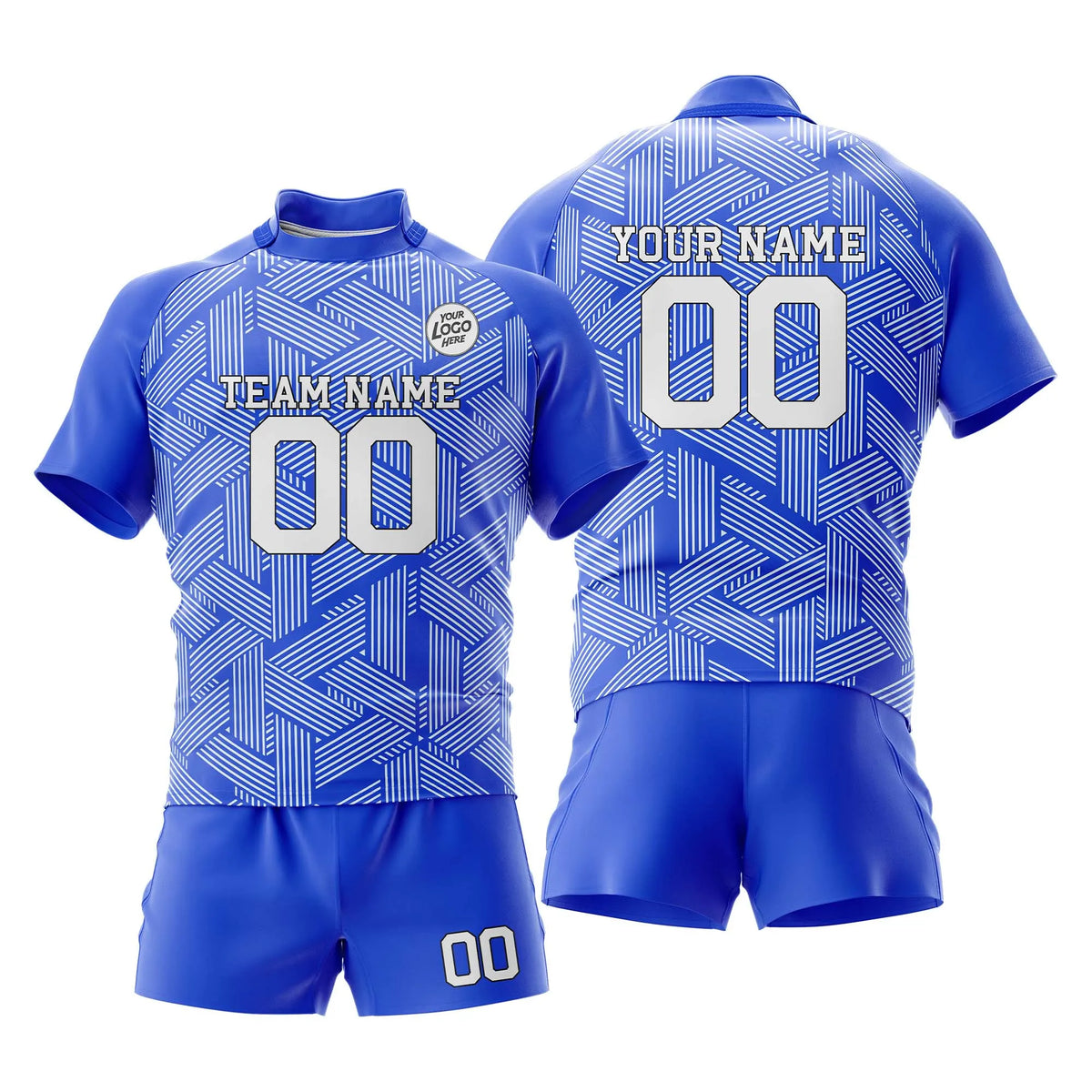 Custom Personalized D2 Abstract Pattern Rugby Jersey with Name, Number & Team Logo
