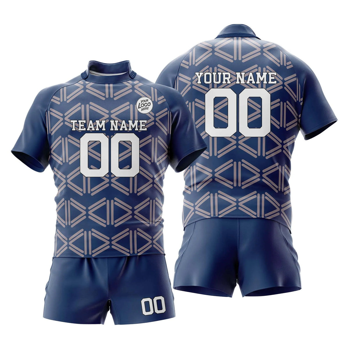Custom Personalized D2 Full Pattern Rugby Jersey with Name, Number & Team Logo