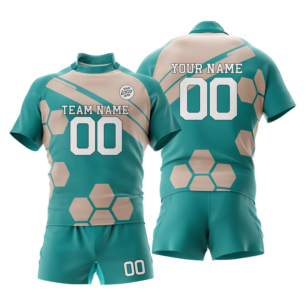 Custom Personalized D3 Color Block Rugby Jersey with Name, Number & Team Logo