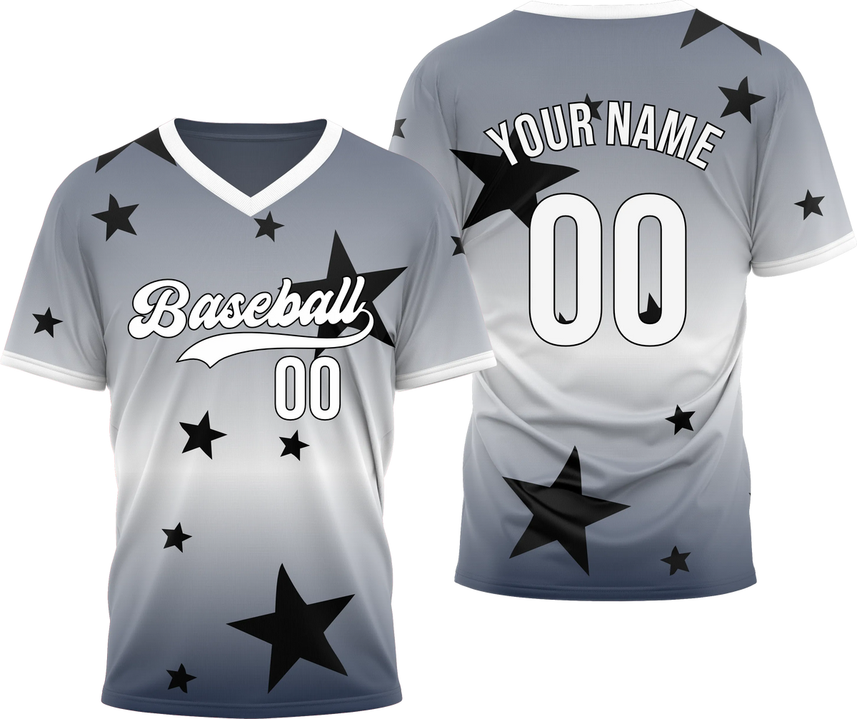 Custom Victory Star Gradient Baseball Aqua Sports Jersey Personalized Uniform with Name & Number