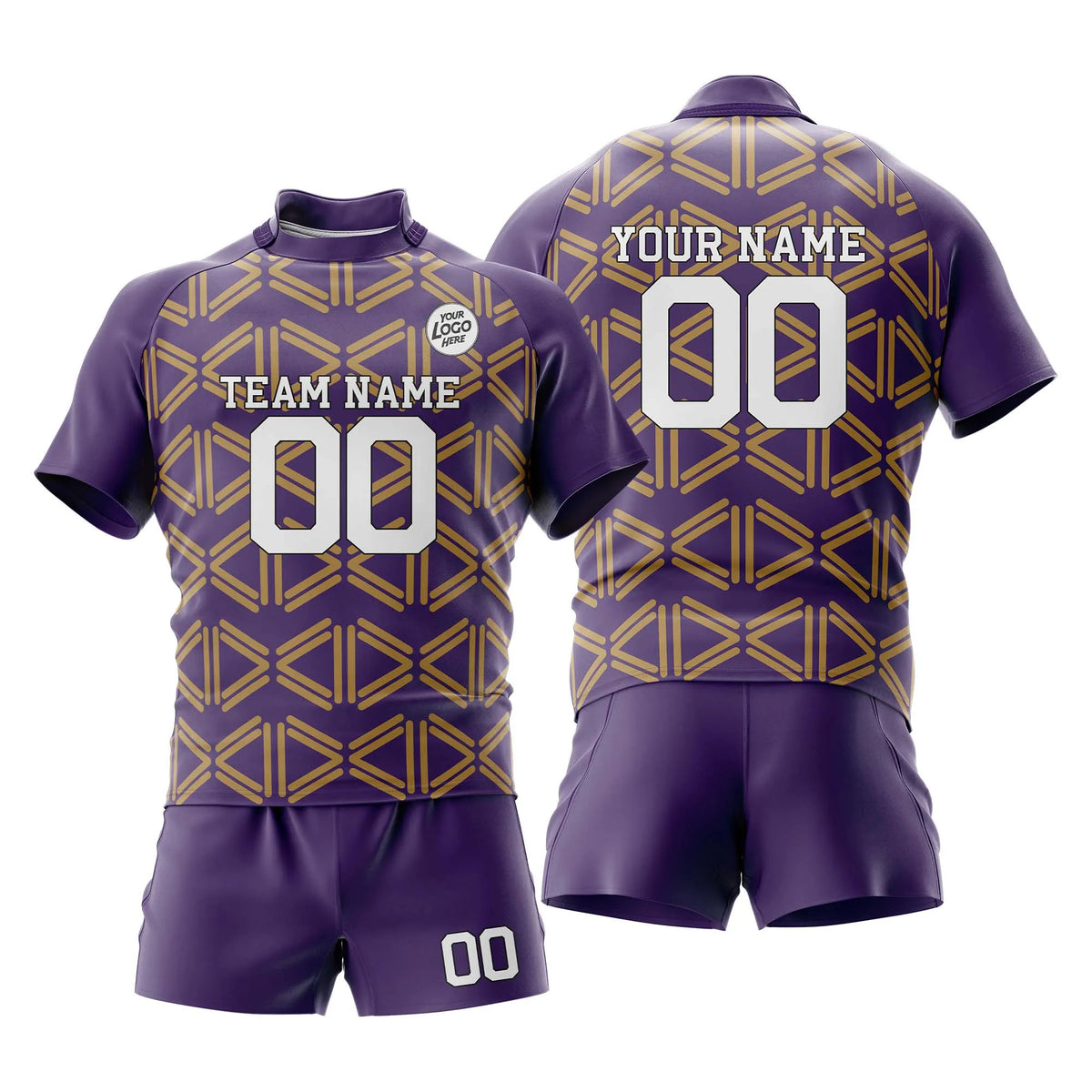 Custom Personalized D2 Full Pattern Rugby Jersey with Name, Number & Team Logo