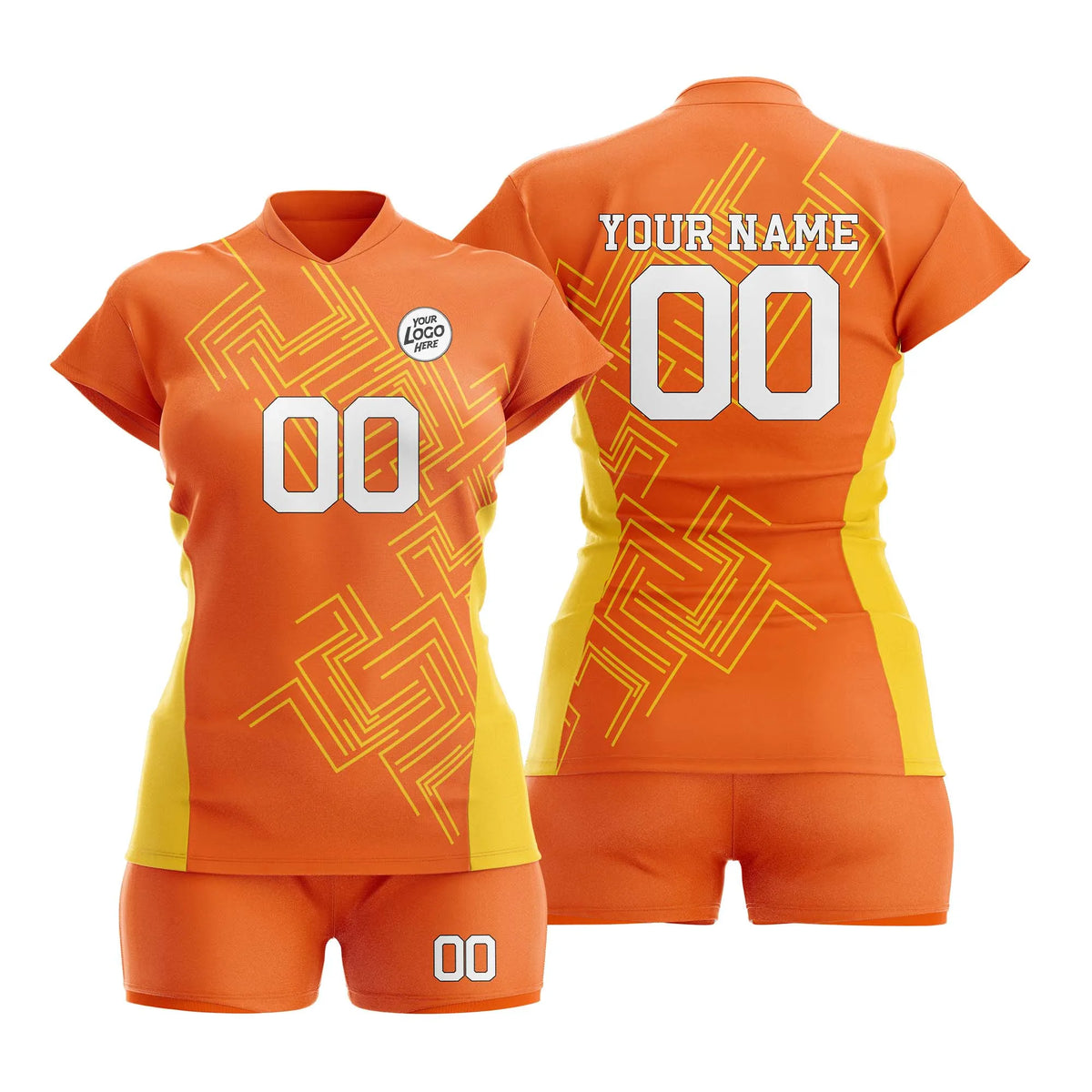 Custom Personalized D4 Abstract Pattern Volleyball Jersey with Name, Number & Team Logo