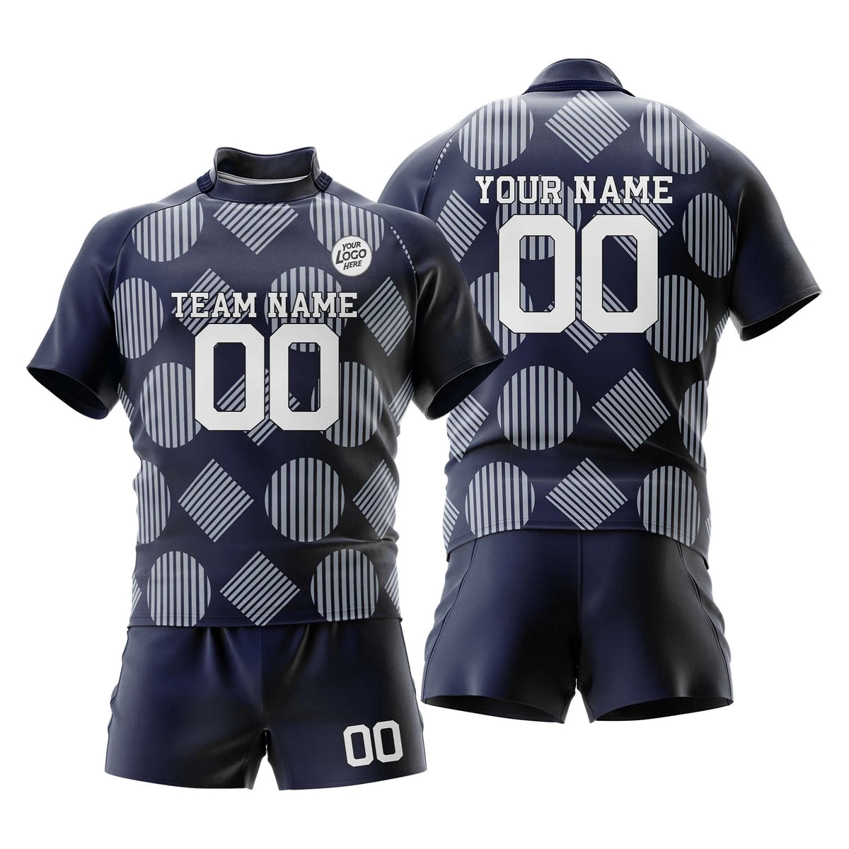 Custom Personalized D3 Full Pattern Rugby Jersey with Name, Number & Team Logo