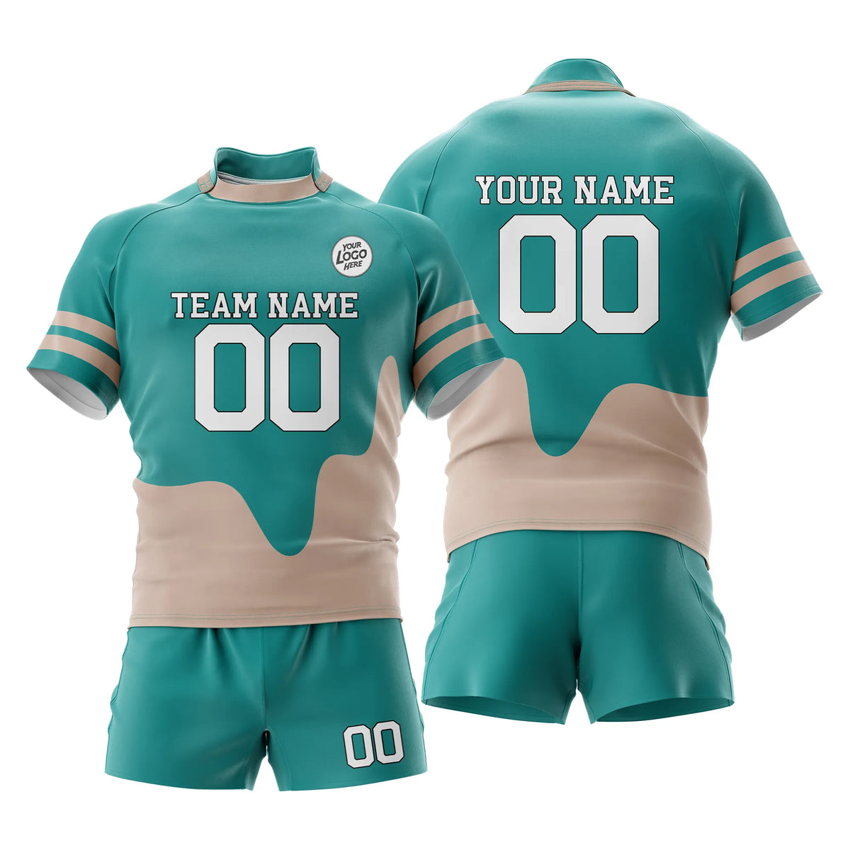 Custom Personalized D4 Split Fashion Rugby Jersey with Name, Number & Team Logo