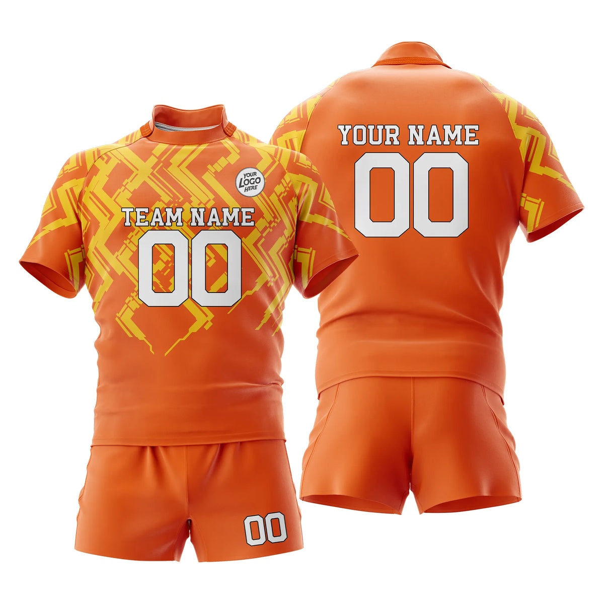 Custom Personalized D2 Color Block Rugby Jersey with Name, Number & Team Logo
