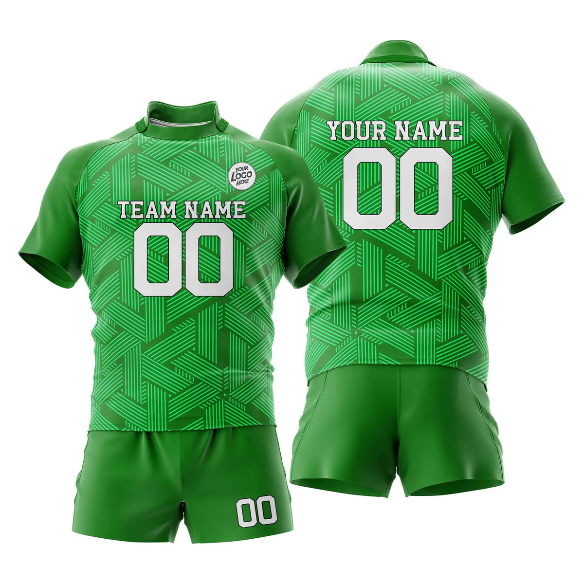 Custom Personalized D2 Abstract Pattern Rugby Jersey with Name, Number & Team Logo