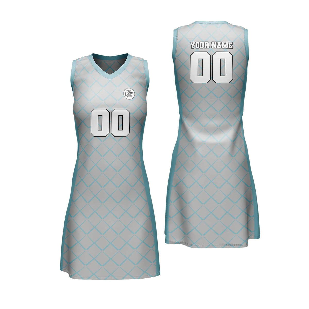 Custom Personalized D2 Rhombus Pattern Netball Jersey with Name, Number & Team Logo