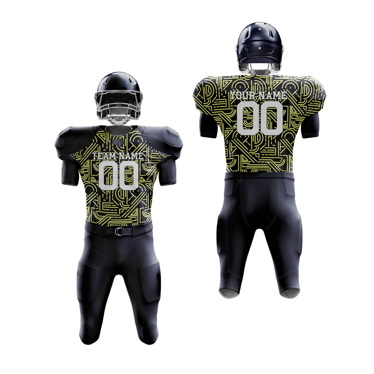 Custom Personalized D3 Full Pattern American Football Jersey with Name, Number & Team Logo