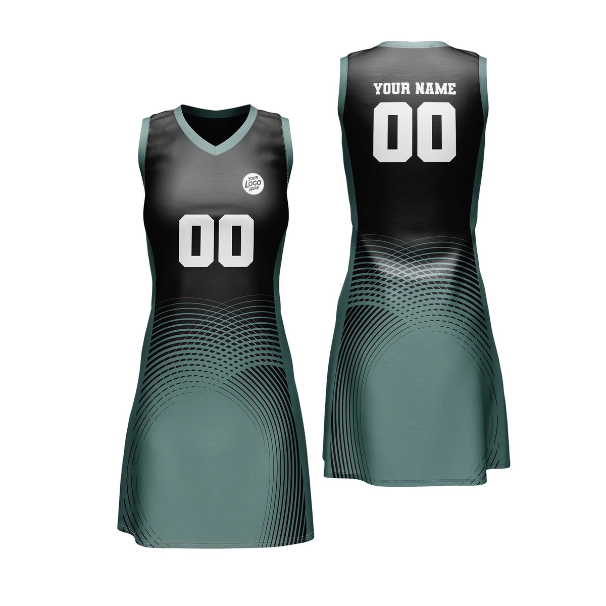 Custom Personalized D1 Abstract Pattern Netball Jersey with Name, Number & Team Logo