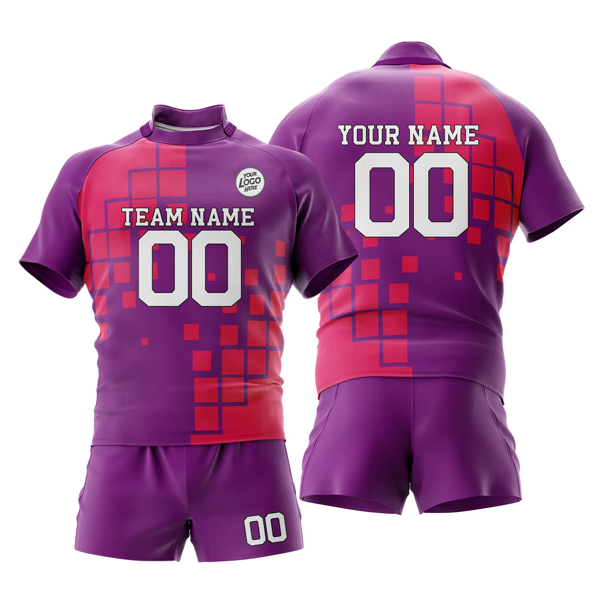 Custom Personalized D1 Color Block Rugby Jersey with Name, Number & Team Logo