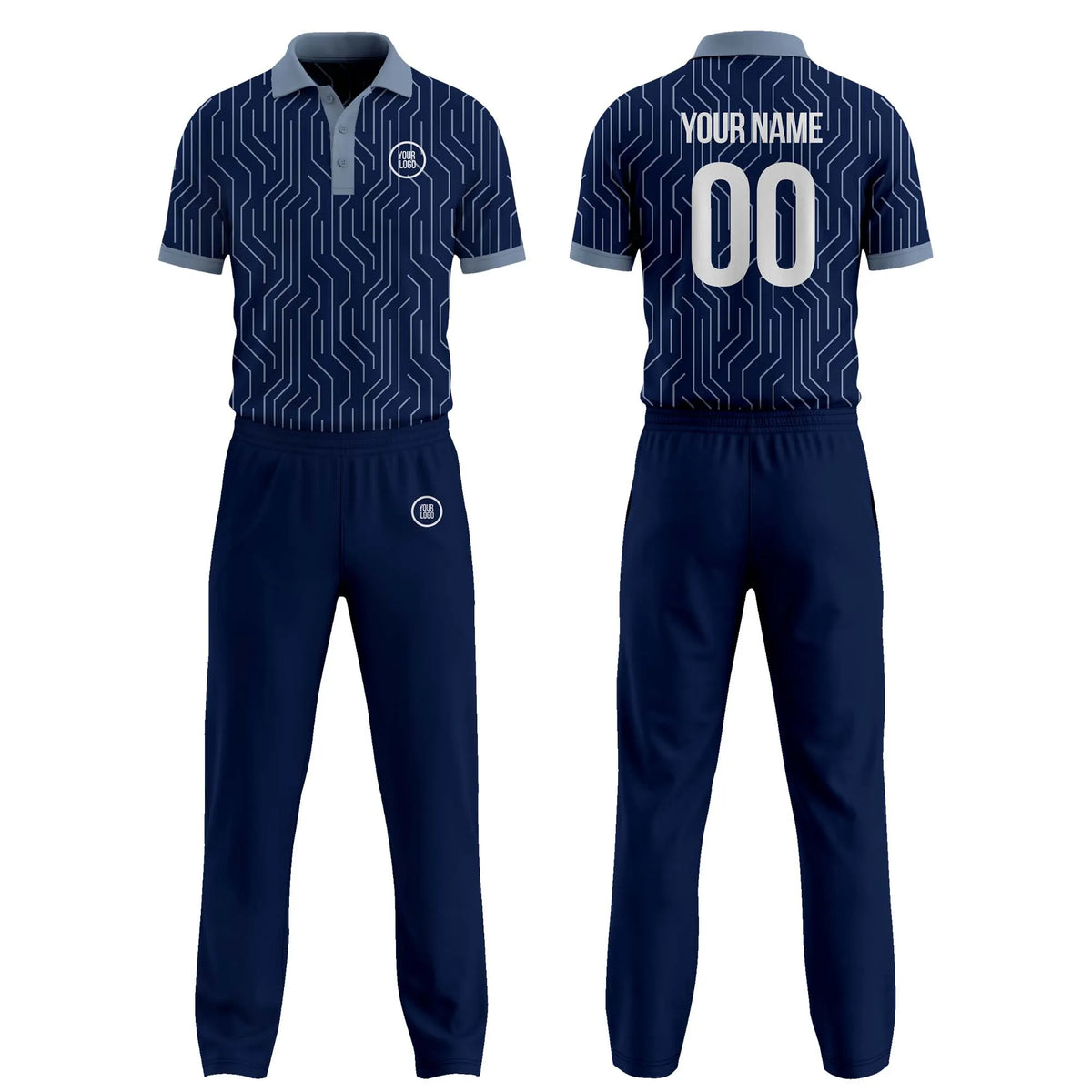 Custom Personalized D3 Abstract Pattern Cricket Kit with Name, Number & Team Logo