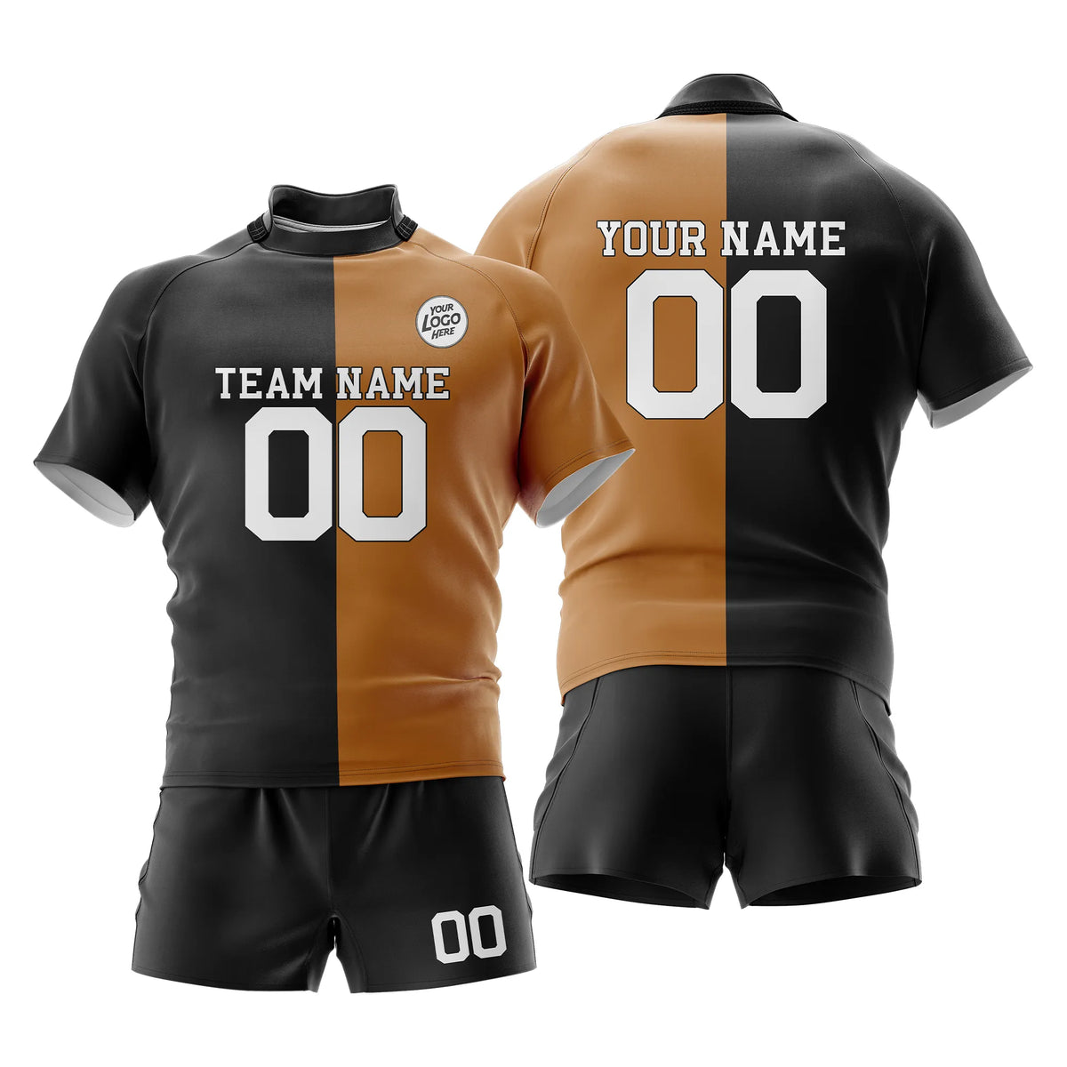 Custom Personalized D2 Split Fashion Rugby Jersey with Name, Number & Team Logo