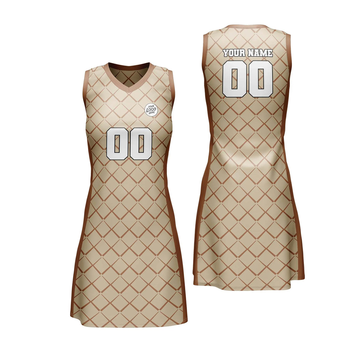 Custom Personalized D2 Rhombus Pattern Netball Jersey with Name, Number & Team Logo