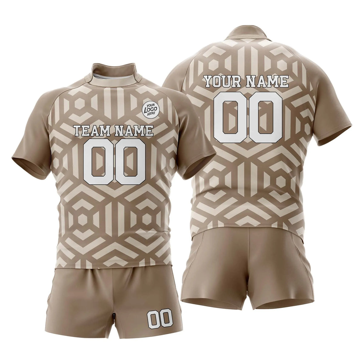 Custom Personalized D4 Abstract Pattern Rugby Jersey with Name, Number &amp; Team Logo