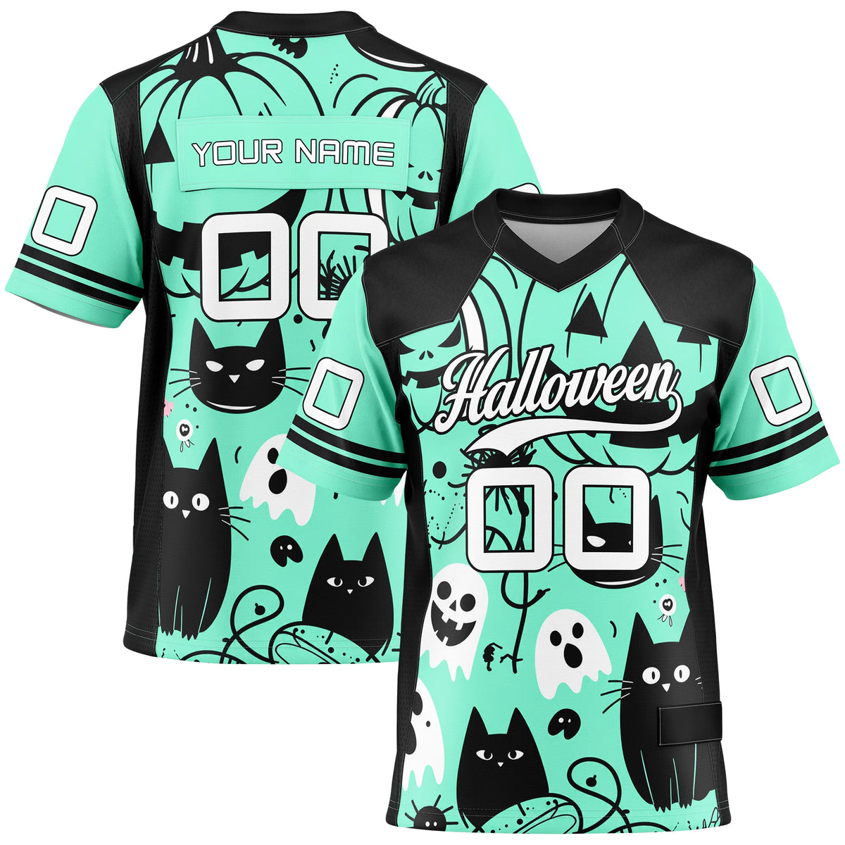 Custom Halloween Flag Football Jersey D3 Personalized Uniform with Name &amp; Number