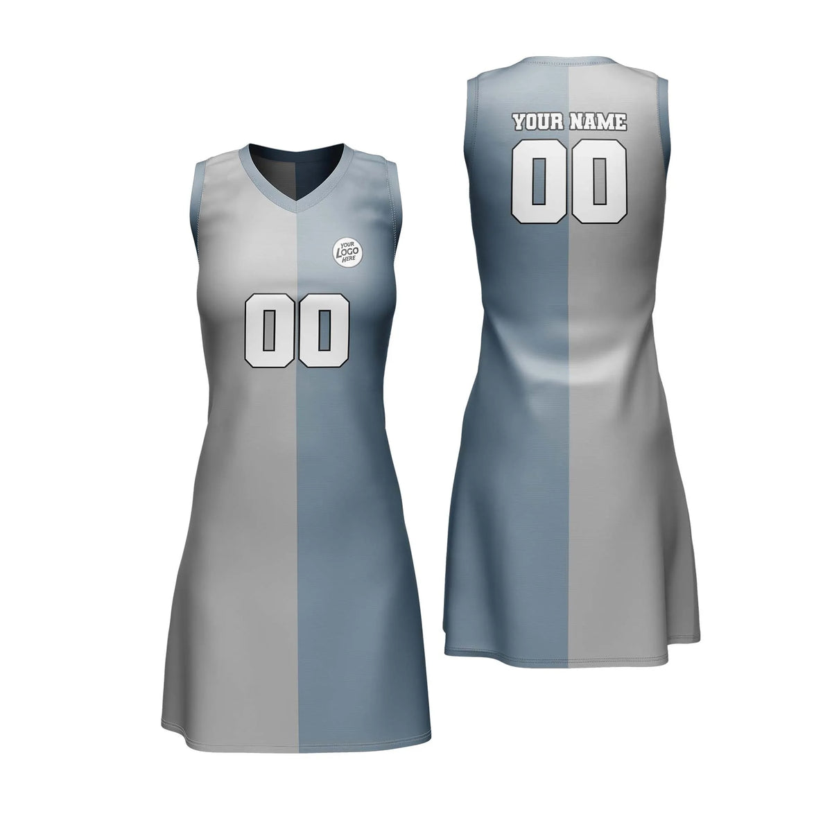 Custom Personalized D2 Split Fashion Netball Jersey with Name, Number & Team Logo