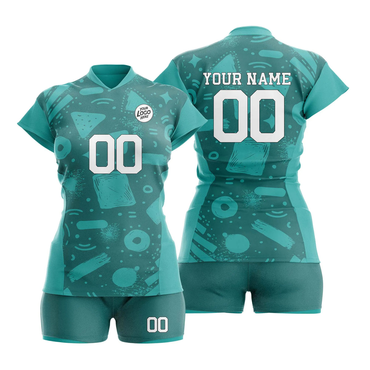 Custom Personalized D1 Graffiti Pattern Volleyball Jersey with Name, Number & Team Logo