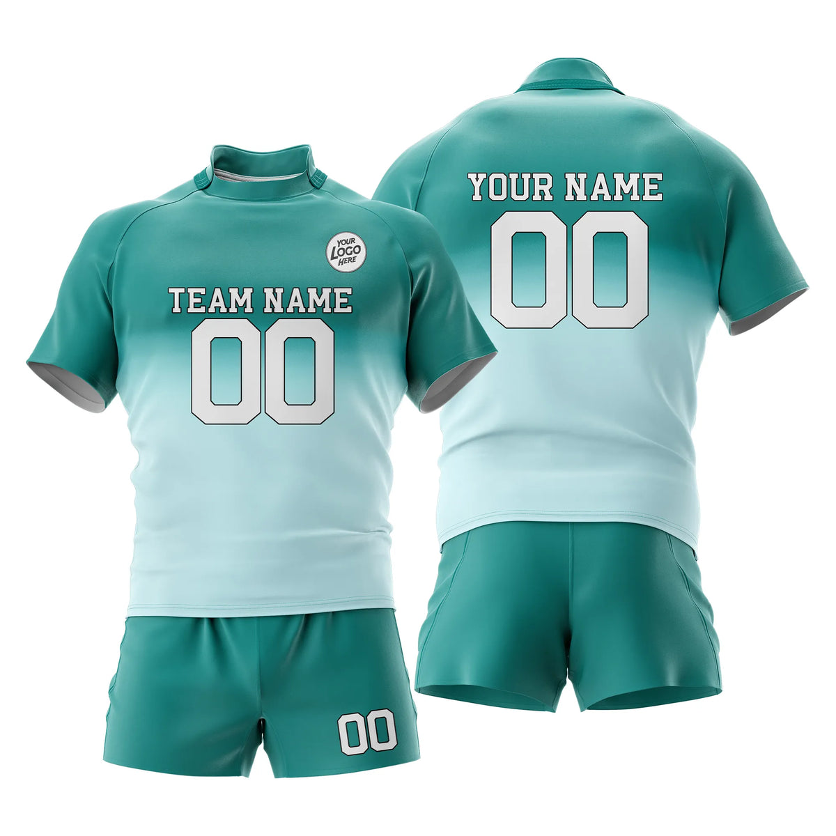 Custom Personalized D1 Gradient Fashion Rugby Jersey with Name, Number & Team Logo