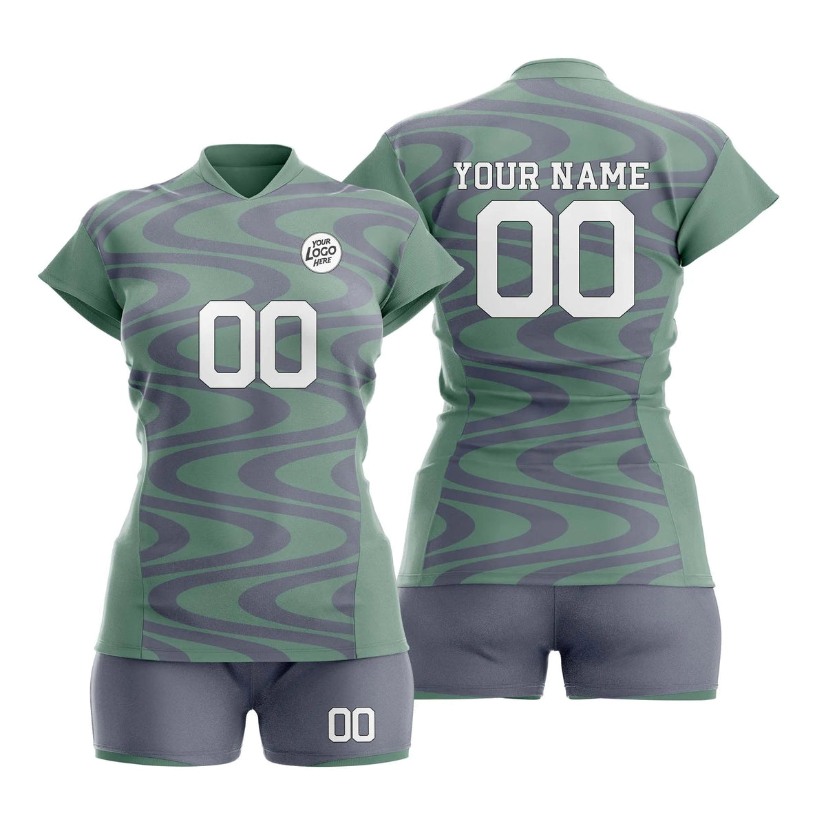 Custom Personalized D2 Retro Pattern Volleyball Jersey with Name, Number & Team Logo