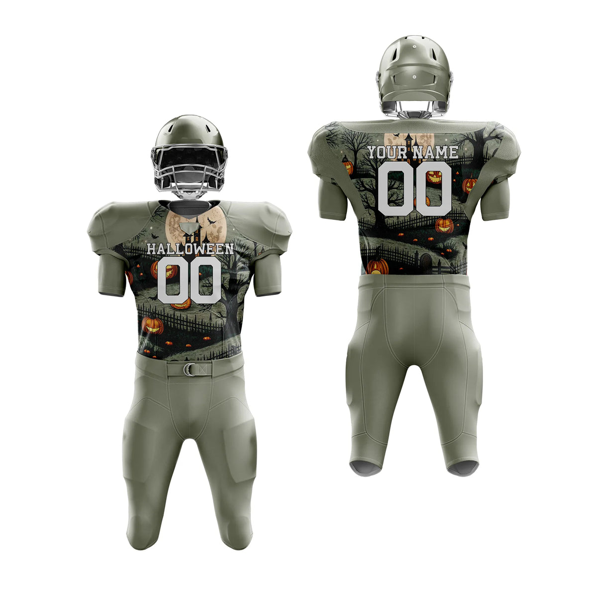 Custom Spooky Harvest Halloween American Football Jersey Personalized Uniform with Name &amp; Number