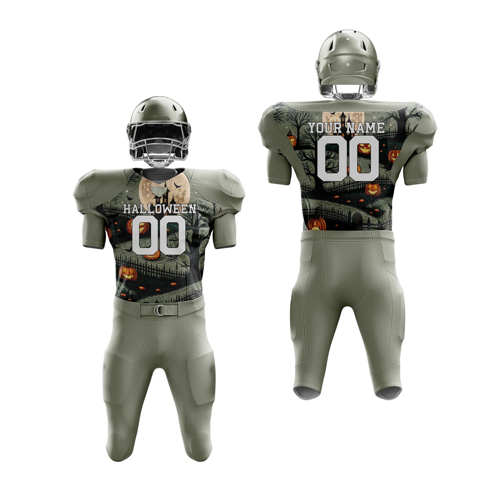 Custom Spooky Harvest Halloween American Football Jersey Personalized Uniform with Name & Number