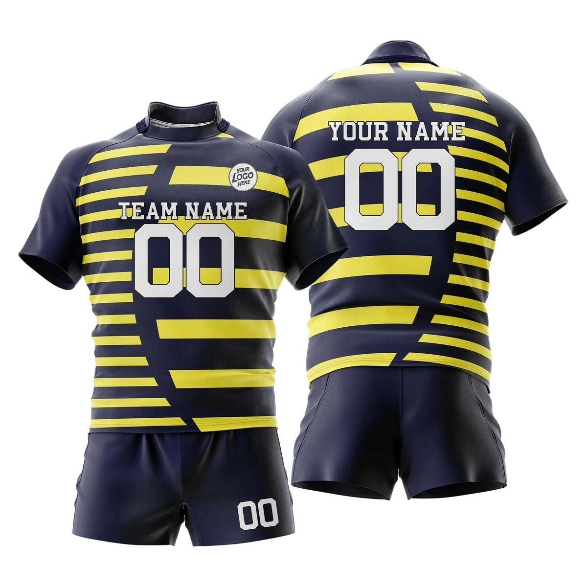 Custom Personalized D4 Strip Fashion Rugby Jersey with Name, Number & Team Logo