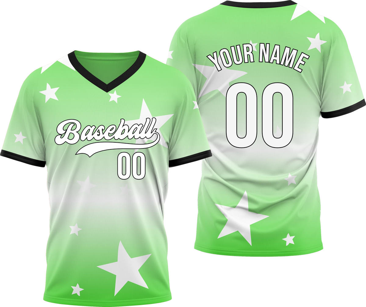 Custom Victory Star Gradient Baseball Aqua Sports Jersey Personalized Uniform with Name & Number
