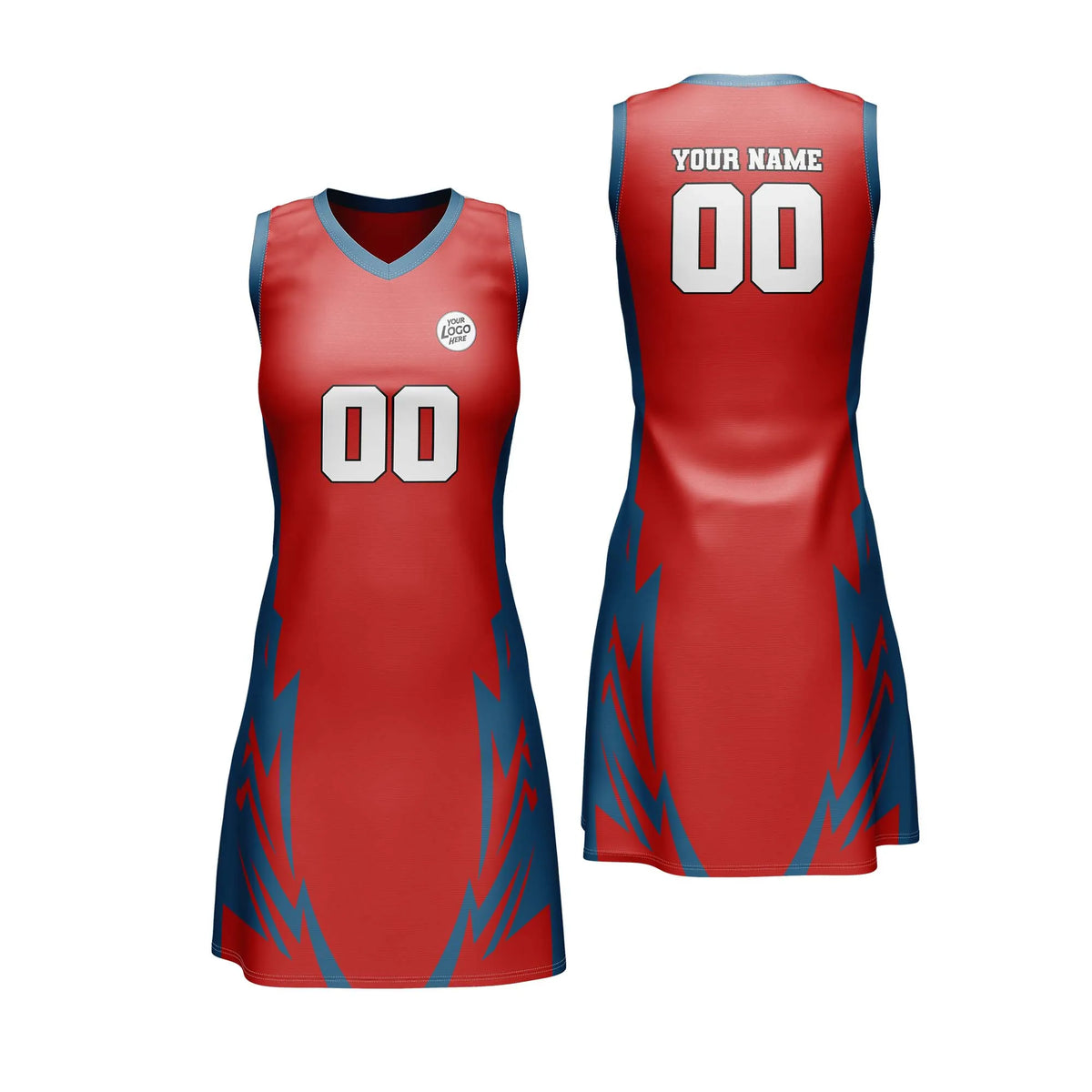 Custom Personalized D2 Abstract Pattern Netball Jersey with Name, Number & Team Logo