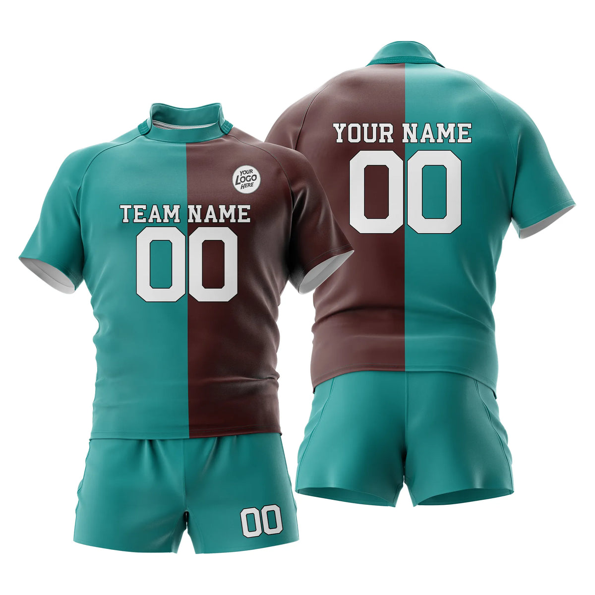 Custom Personalized D2 Split Fashion Rugby Jersey with Name, Number & Team Logo