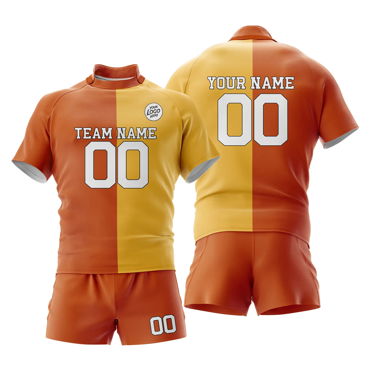 Custom Personalized D2 Split Fashion Rugby Jersey with Name, Number & Team Logo